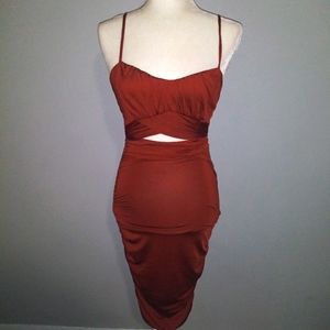 Copper Mini Dress with cutout detail